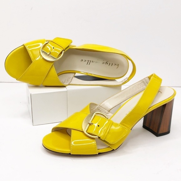 BETTYE Muller Yellow Patent leather sling back shoes - Picture 1 of 15